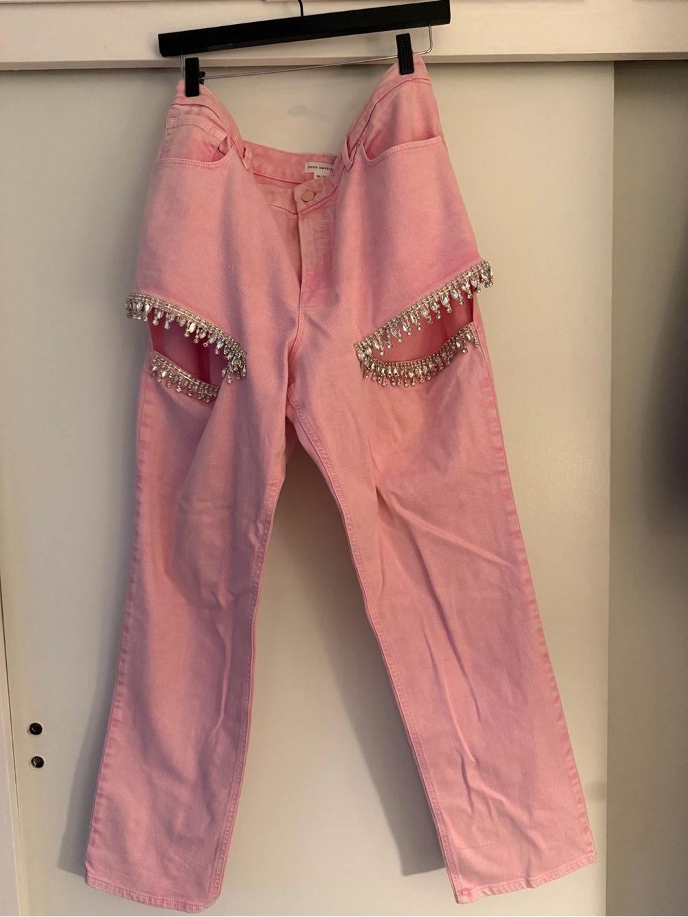 Good American Pink Straight High-Waist Jeans